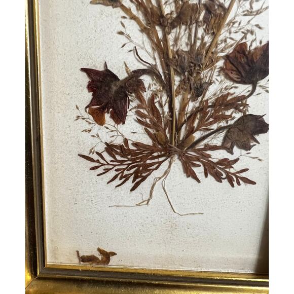 Vintage Dried Brown Floral Design Wall Decor Made In Switzerland - Picture 4 of 4